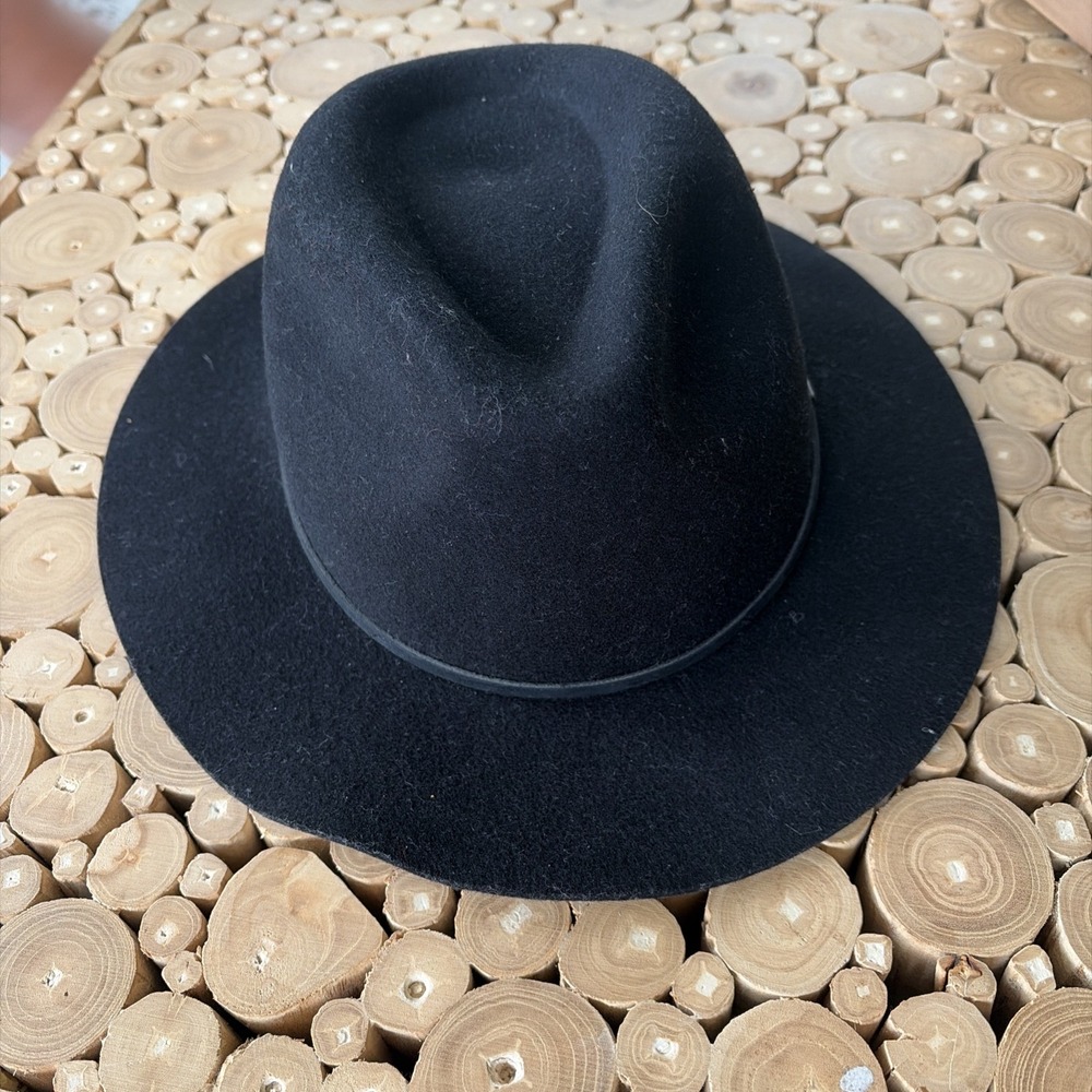 Brixton Medium 100% Wool‎ Fedora Hat Wesley  58cm Felt Black Wide Brimmed 7 1/4
